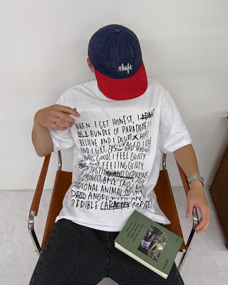 All-lettering short-sleeved T-shirt