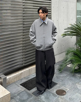 Wool zip collar jacket