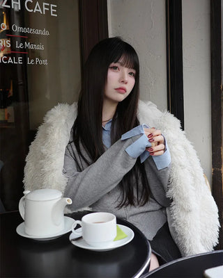 Layered shirt knit cardigan