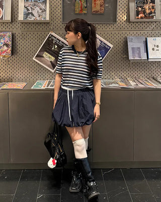 Two-tone balloon mini skirt