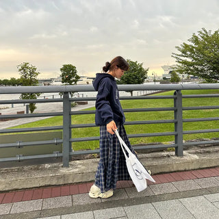 Checked long skirt