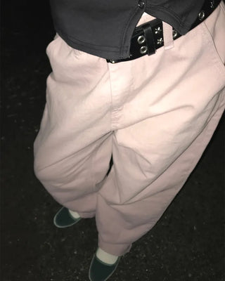 Back flap pocket cotton wide pants