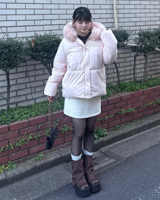 Fur-hooded down jacket