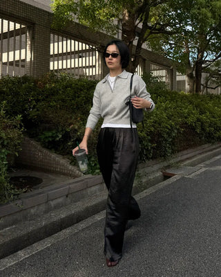 Half-zip-up color knit