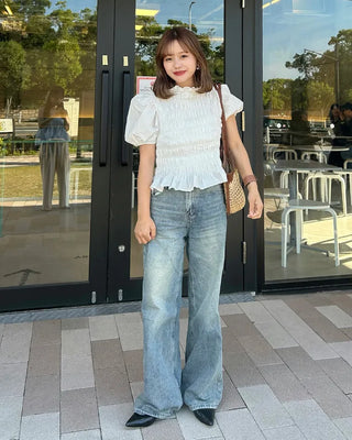 Smoked Frill Puff Blouse
