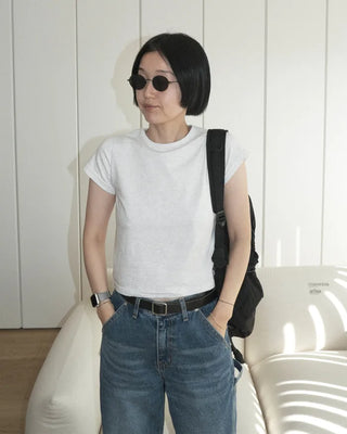 Modal cropped short-sleeved T-shirt
