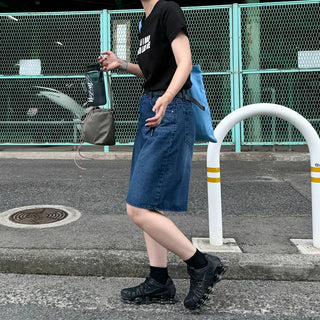 D-ring Bermuda denim pants