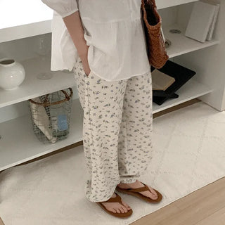 Floral print waffle jogger pants