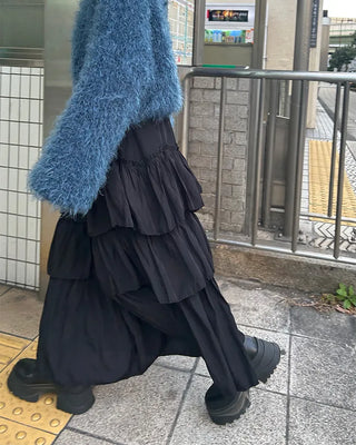 Frilled tiered long skirt