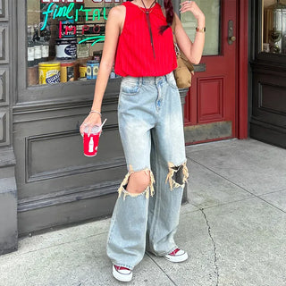 Vintage wide-leg denim pants