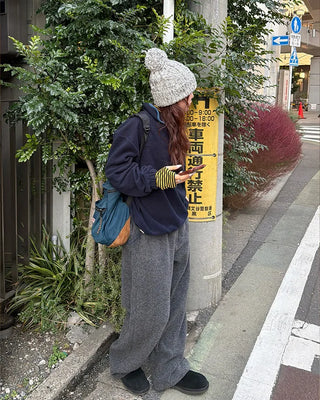 Drawstring wide sweatpants