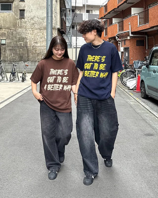 (Unisex) Marker Lettering Knit Half T-Shirt