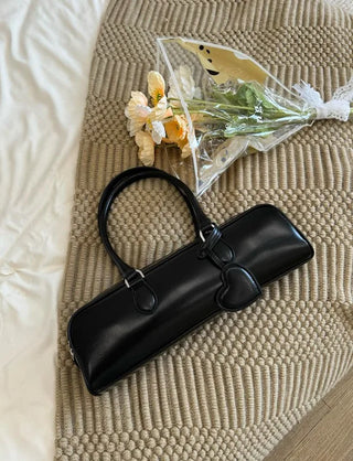 Heart Charm Square Leather Shoulder Bag