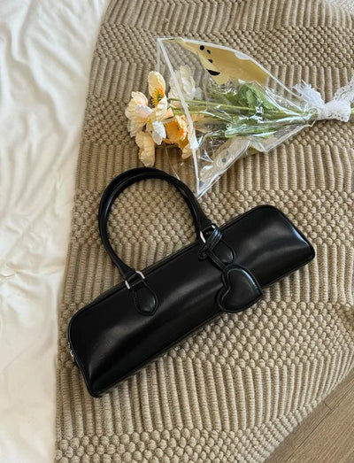 Heart Charm Square Leather Shoulder Bag