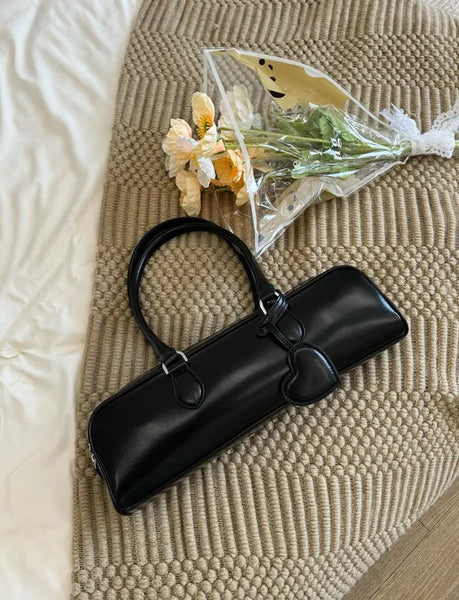 Heart Charm Square Leather Shoulder Bag