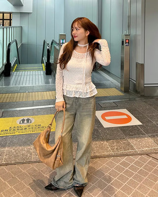 (Set) Lace Tiered Scarf T-Shirt