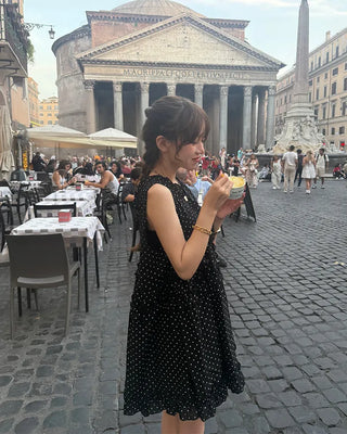 Polka dot tiered mini dress
