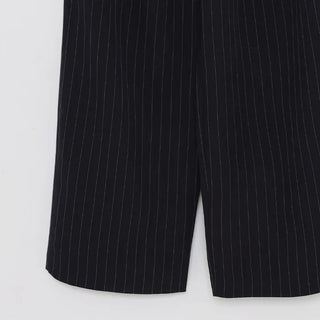 Striped pleated wide slacks