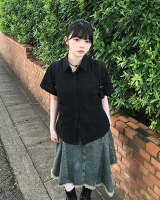 Asymmetrical denim skirt
