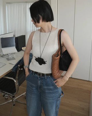 Linen knit sleeveless top