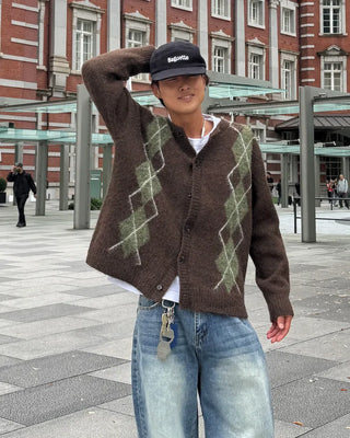 Mohair Argyle Cardigan