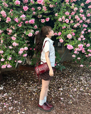 Lace pintuck short-sleeved blouse