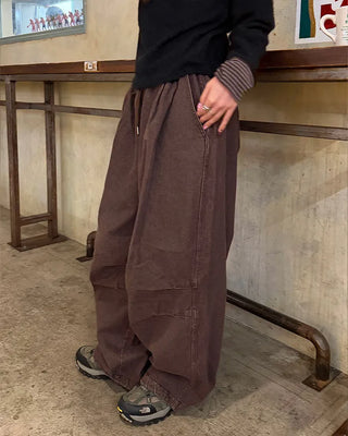 Parachute denim elastic waist pants