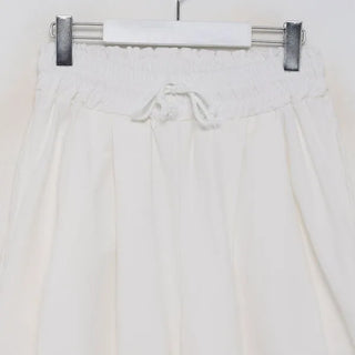 Cotton wide-leg long pants with elastic waistband