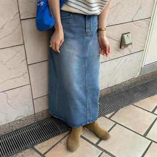 Denim long skirt