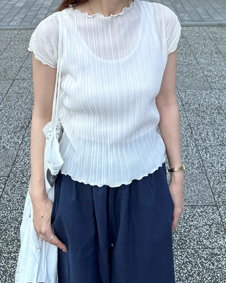Pleated Wave Half Sleeve T-Shirt