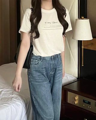 Lettering Tencel Half-Sleeve T-Shirt