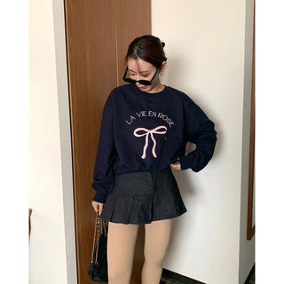 Ribbon print sweatshirt