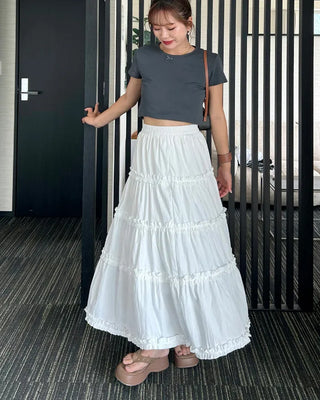 Frilled Can-Can Long Skirt