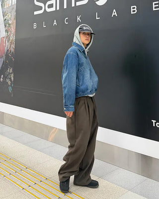 Wide back elastic waist slacks
