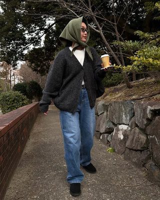 Melange wool loose-fit cardigan