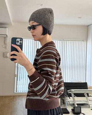 Striped Round Cardigan