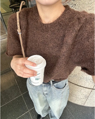 Long tie & short-sleeve knit set