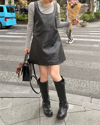 Leather mini dress