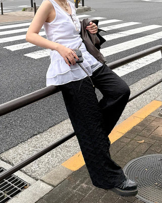 Heart Embossed String Pants