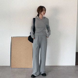 Button wide elastic waist pants