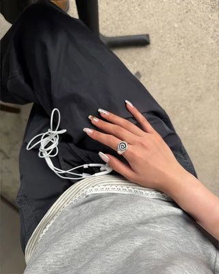 Striped layered Henley neck half T-shirt