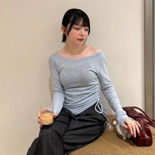 Side-shirred T-shirt