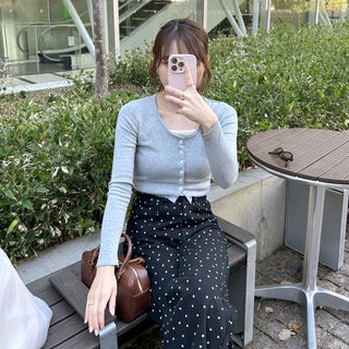 Cropped basic cardigan