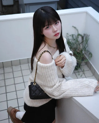Oversized off-shoulder knit