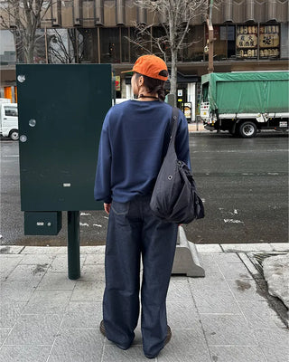 Studded pocket balloon denim pants