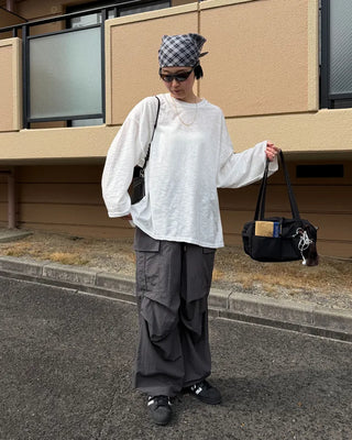 Cargo wide nylon pants