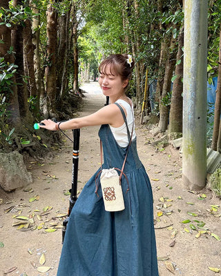 Smoked denim long dress