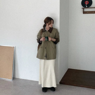 Suede long skirt