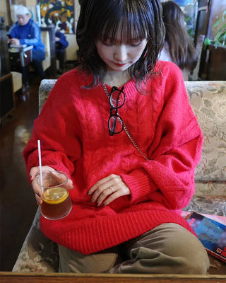 Oversized Cable Knit Long Sweater