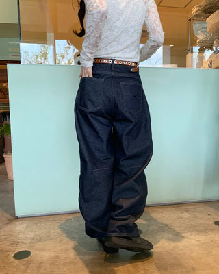 Slit denim pants